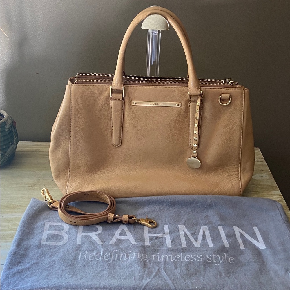 Brahmin Camel Leather Satchel Lincoln